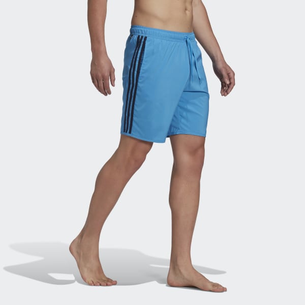 Blue Classic-Length 3-Stripes Swim Shorts