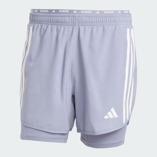 Purple Own the Run 3-Stripes 2-in-1 Shorts