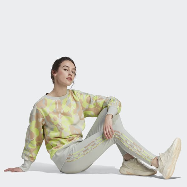 adidas Floral Graphic 3-Stripes Fleece Sweatshirt - Grey | Women's ...