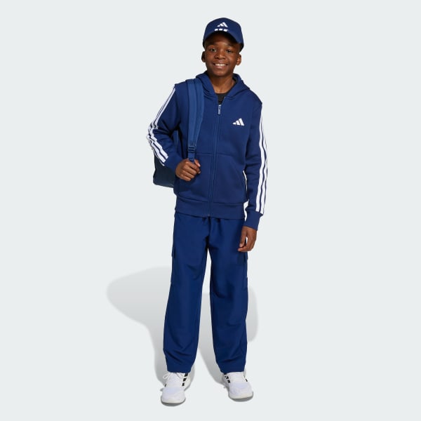 blauw Essentials Ritshoodie Kids