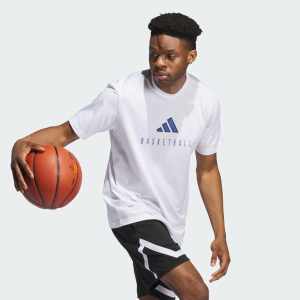 White Worldwide Hoops Logo Performance Graphic Tee