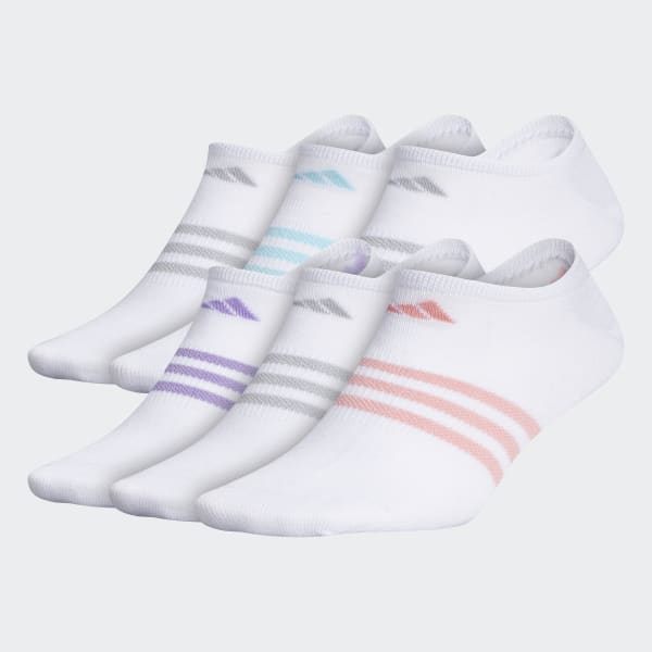 adidas Superlite No-Show Socks 6 Pairs - White | Free Shipping with ...