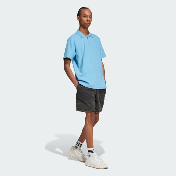 Blue Trefoil Essentials Waffle Polo Shirt