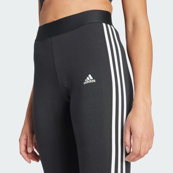 Adidas Women Leggings High waist Small Black white Stripe Active