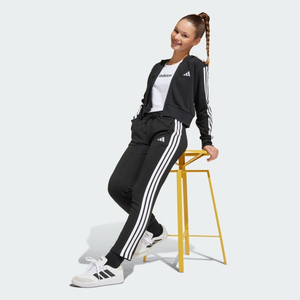 Black Essentials Full-Zip Hoodie Kids