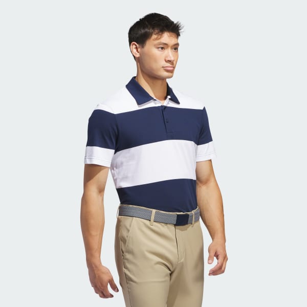White Colorblock Rugby Stripe Polo Shirt