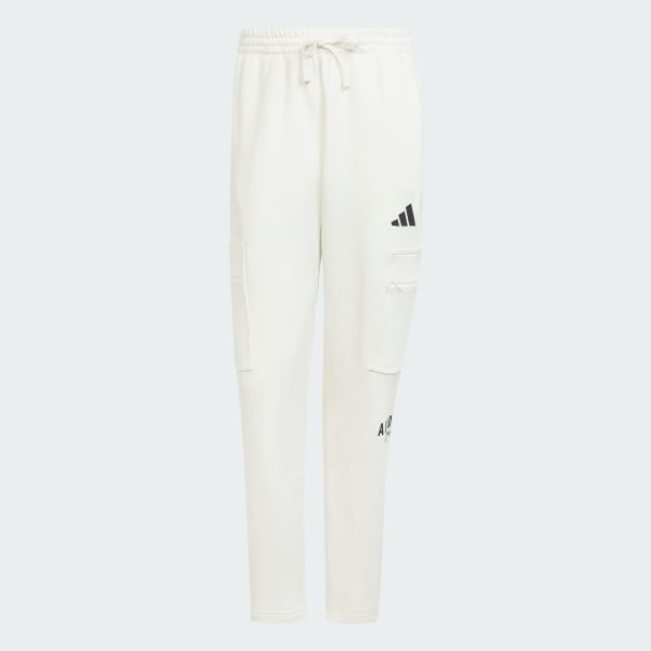 White ALL SZN Fleece Graphic Loose Cargo Pants