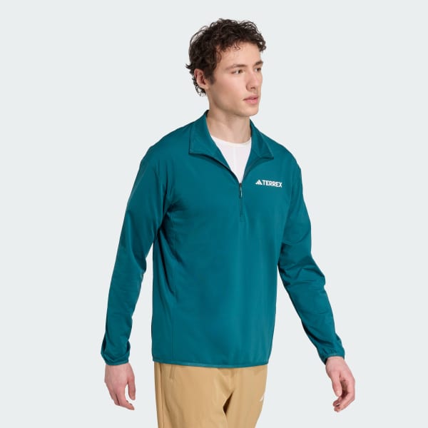 Yesil Terrex Multi CLIMAWARM Yarım Boy Fermuarlı Teknik Polar Üst