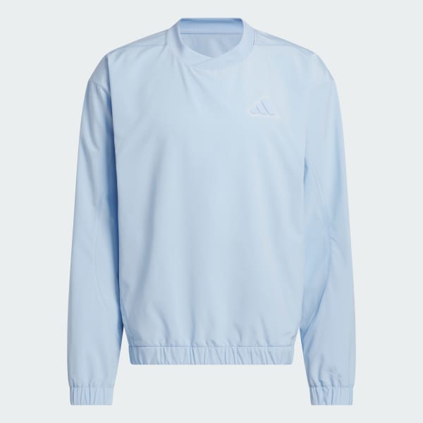 Blue Woven Pullover Crew Sweatshirt