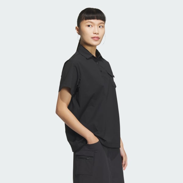 Black 우븐 반팔 폴로 셔츠