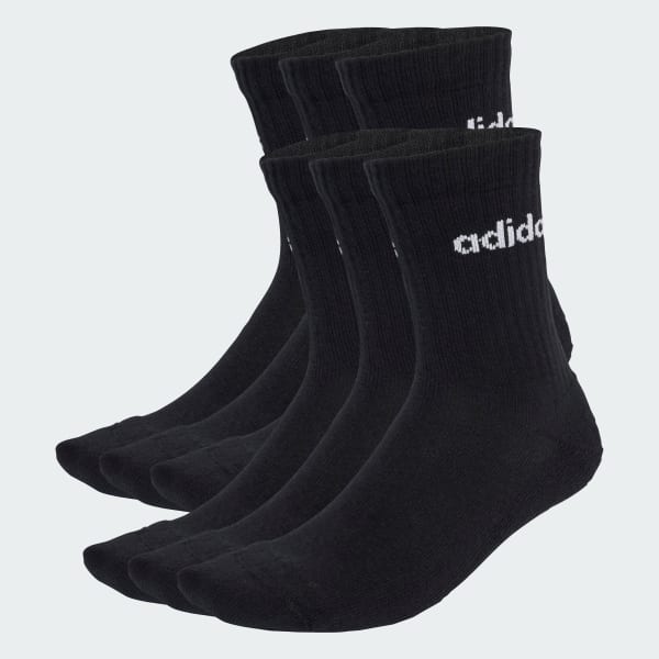 Black Linear Crew Socks Cushioned Socks 6 Pair Pack