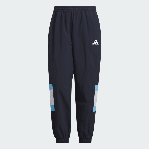 blauw Wording Pack Loose Fit Mesh-Lined Woven Elastic Hem Joggers