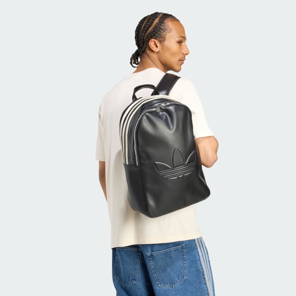 Schwarz Polyurethan Outline Trefoil Rucksack