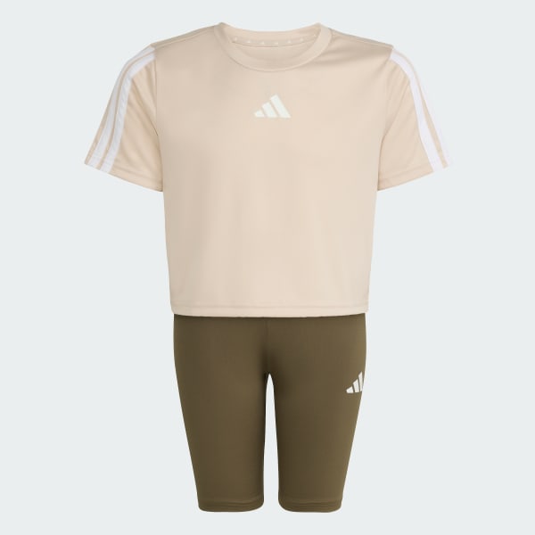 Beige Conjunto Train Essentials 3-Franjas para Niños