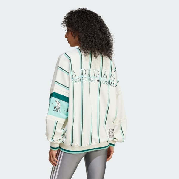 White adidas Originals Retro Sports Cricket-Inspired Crew Sweatshirt
