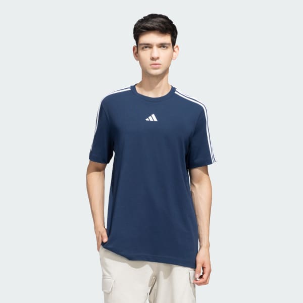 Blue 3-Stripes Cotton Tee