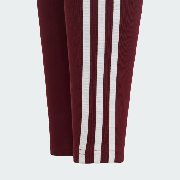 Adidas originals 3 stripe leggings burgundy hot sale