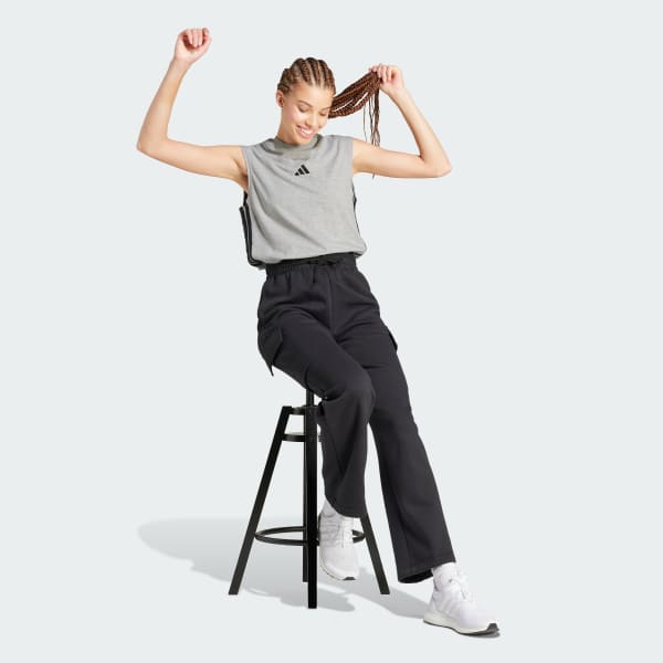 Black Essentials Linear Fleece Cargo Pants