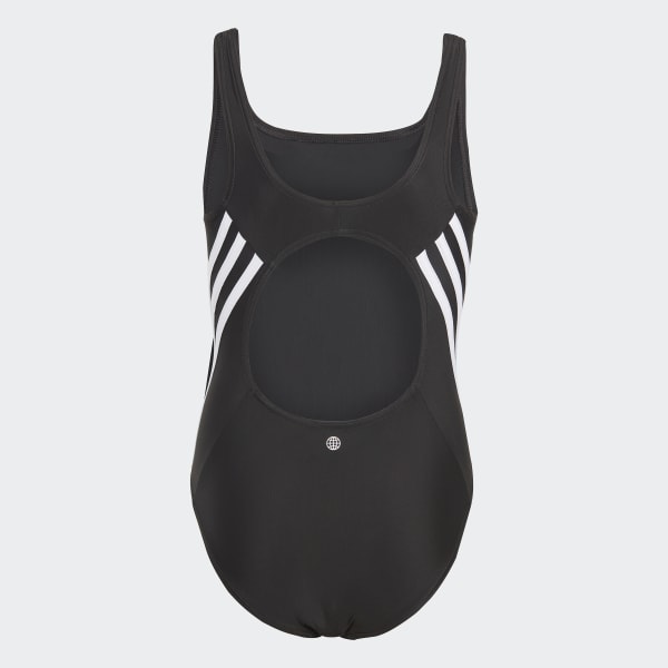 Negro Traje de Natación 3 Franjas