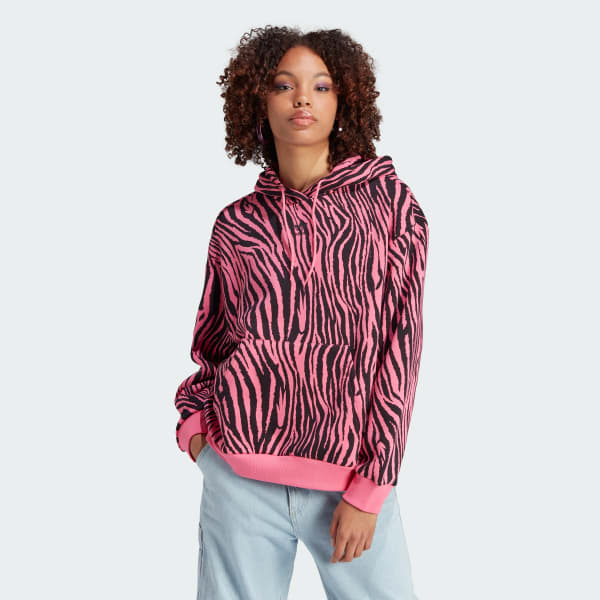 Moletom Capuz Zebra Animal Print Essentials Rosa adidas adidas Brasil