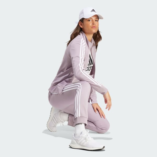 adidas Primegreen Essentials Warm-Up Slim Tapered 3-Stripes Track Pants -  Purple, Women's Lifestyle