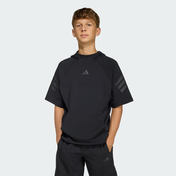 cerná MIKINA FUTURE ICONS 3 STRIPES SHORT SLEEVE