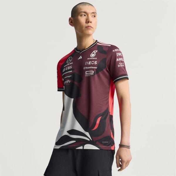Burgundy Mercedes - AMG Petronas Formula One Team Driver Jersey Authentic Summer Pack trøje