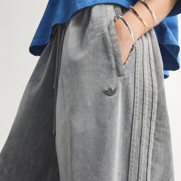 グレー 起毛ツイル オーバーサイズド ファイヤーバード トラックパンツ