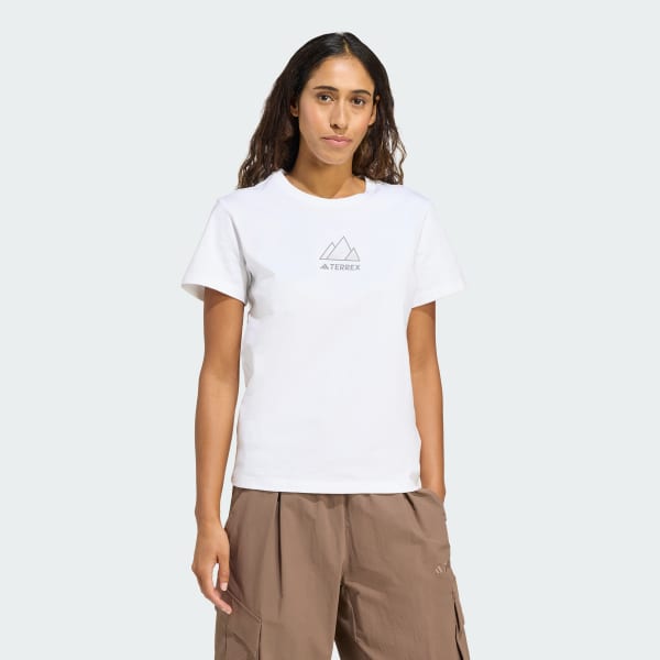 สีขาว เสื้อยืดพิมพ์ลาย Terrex Outdoor Athlete