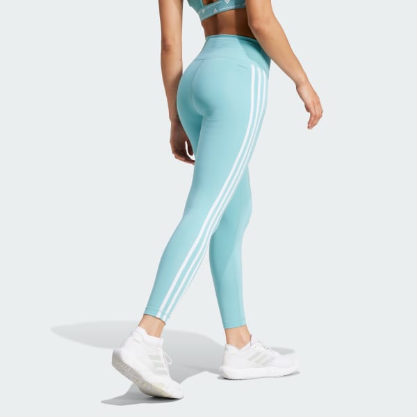 Turquoise Train Essentials 3-Stripes High-Waisted 7/8 Leggings