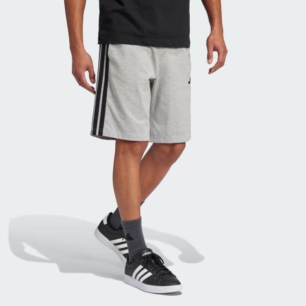 Grey Essential 3-Stripes Single Jersey Shorts 10-Inch