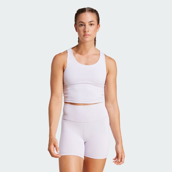 adidas All Me Medium Support Long Line Bra Tank Top Purple adidas Philippines