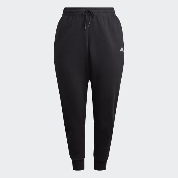 Preto Calças em Fleece 3-Stripes Essentials (Plus Size)