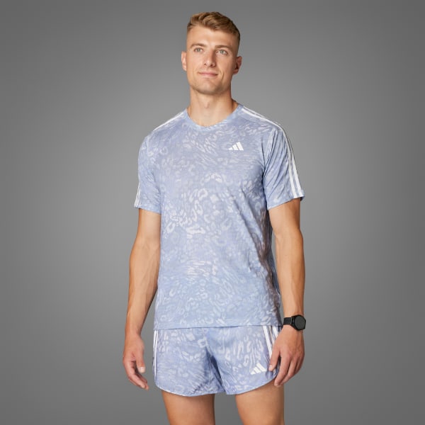 Grey Own The Run CLIMACOOL 3-Stripes Tee