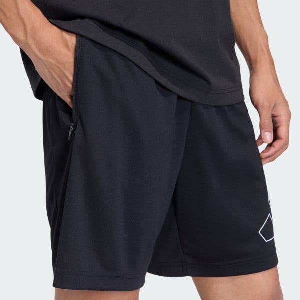 SHORTS PIQUET LOGOTIPO GRANDE WORKOUT ESSENTIALS BASE - Preto