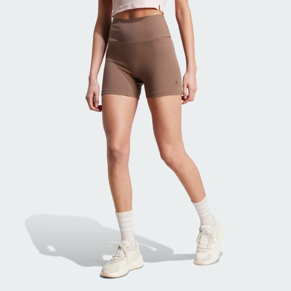 Marron Cycliste côtelé taille haute Lounge