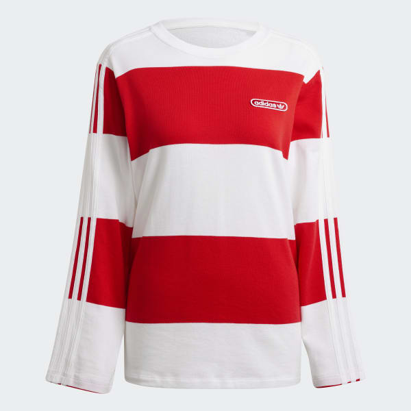 Czerwony Striped Long Sleeve Sweatshirt TF395