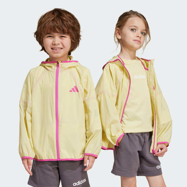 สีเหลือง เสื้อกันลมน้ำหนักเบาสำหรับเด็ก