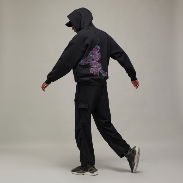 สีดำ เสื้อฮู้ดพิมพ์ลาย Y-3