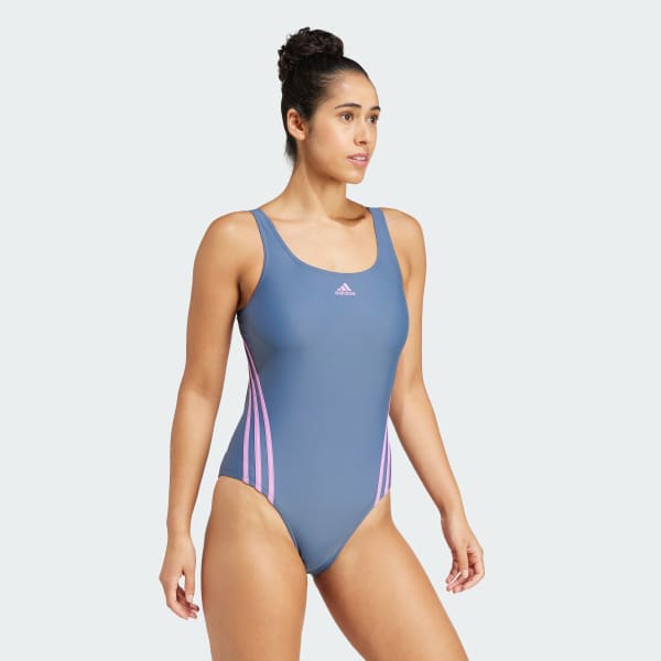 Azul Bañador adidas 3 bandas