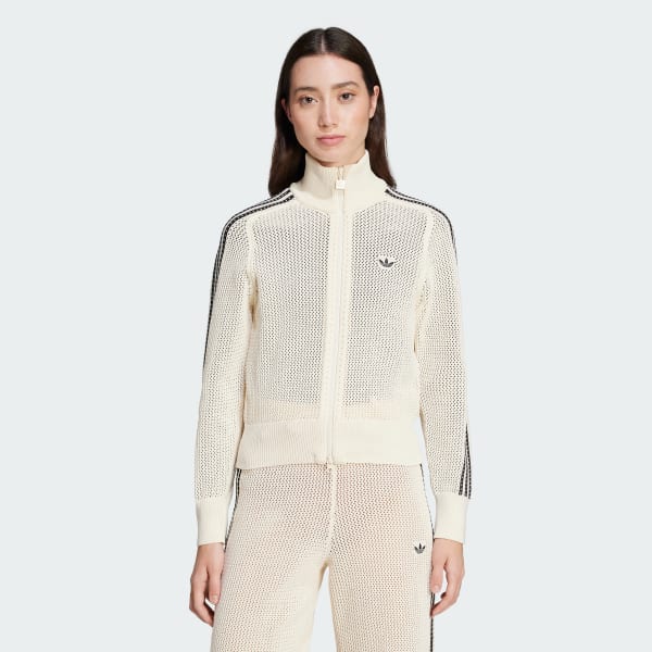 adidas Originals Premium Crochet Track Top - Bialy | adidas adidas Originals Premium Crochet Track Top - Bialy | adidas