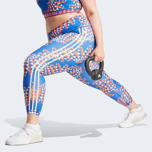 adidas Legginsy adidas x FARM Rio 7 8 Plus Size Niebieski