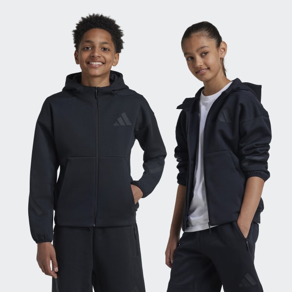 adidas アディダス　フード付きセットアップジャージ　ネイビー　ブラック adidas アディダス フード付きセットアップジャージ ネイビー