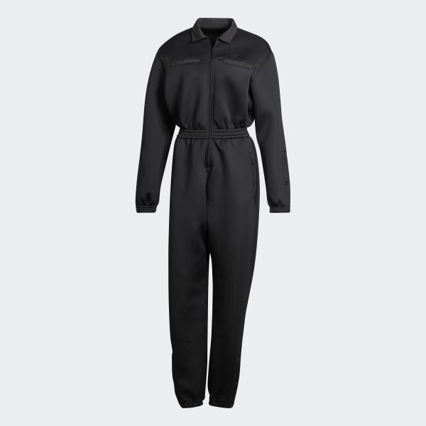 Black Spacer Jumpsuit with Nylon Pocket Overlays BY060