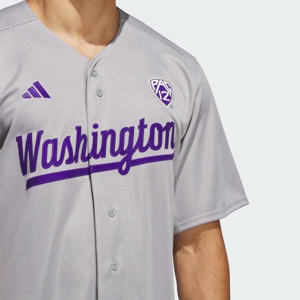 Adidas Men s Washington Huskies Medium Grey Replica Baseball Jersey Gray