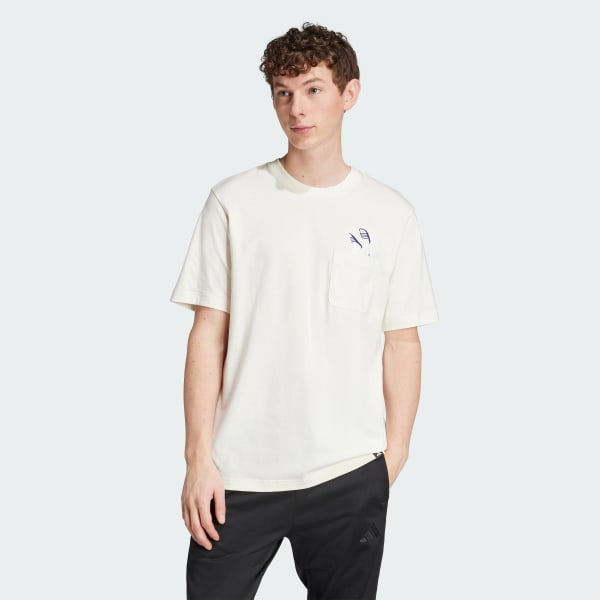 White Lounge Slides Graphic Pocket Tee