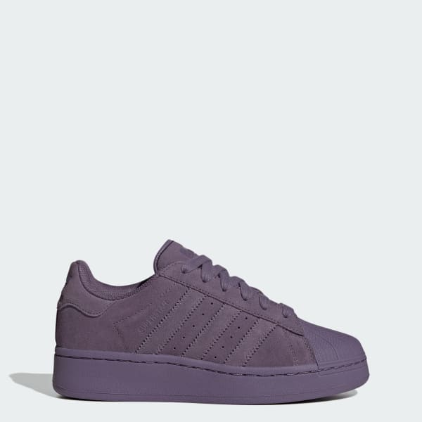 Purple suede adidas superstars top