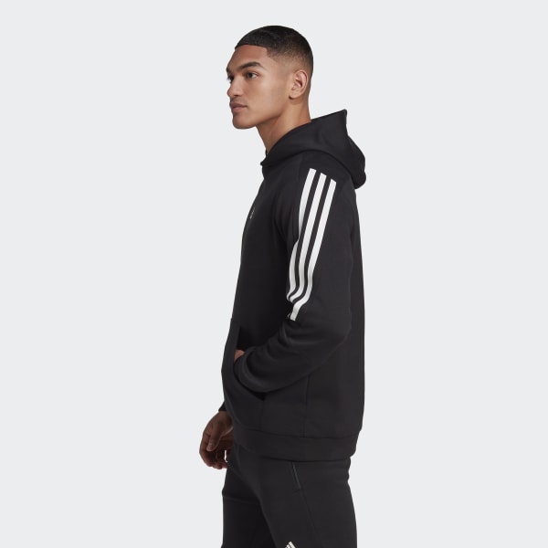 Buzo adidas negro store con rayas blancas
