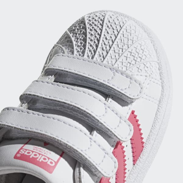 Toddler Superstar White Pink Hook Loop Shoes Adidas Us