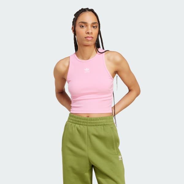 Rosa Camiseta sin Mangas Essentials Acanalada